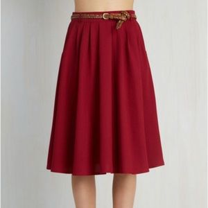 ModCloth THE ORIGINAL Breathtaking Tiger Lilies Midi Skirt scarlet red